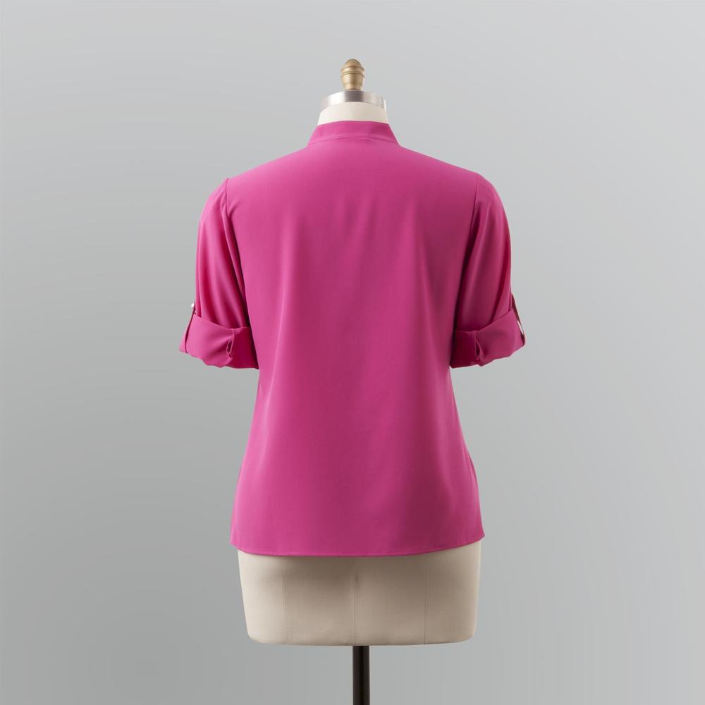 Kathy Che Women's Plus Military-Inspired Blouse