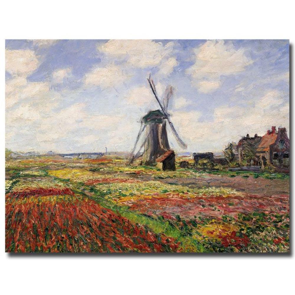 Trademark Global 35x47 inches Claude Monet "Tulip Fields with Rijnsburg Windmill  1886"
