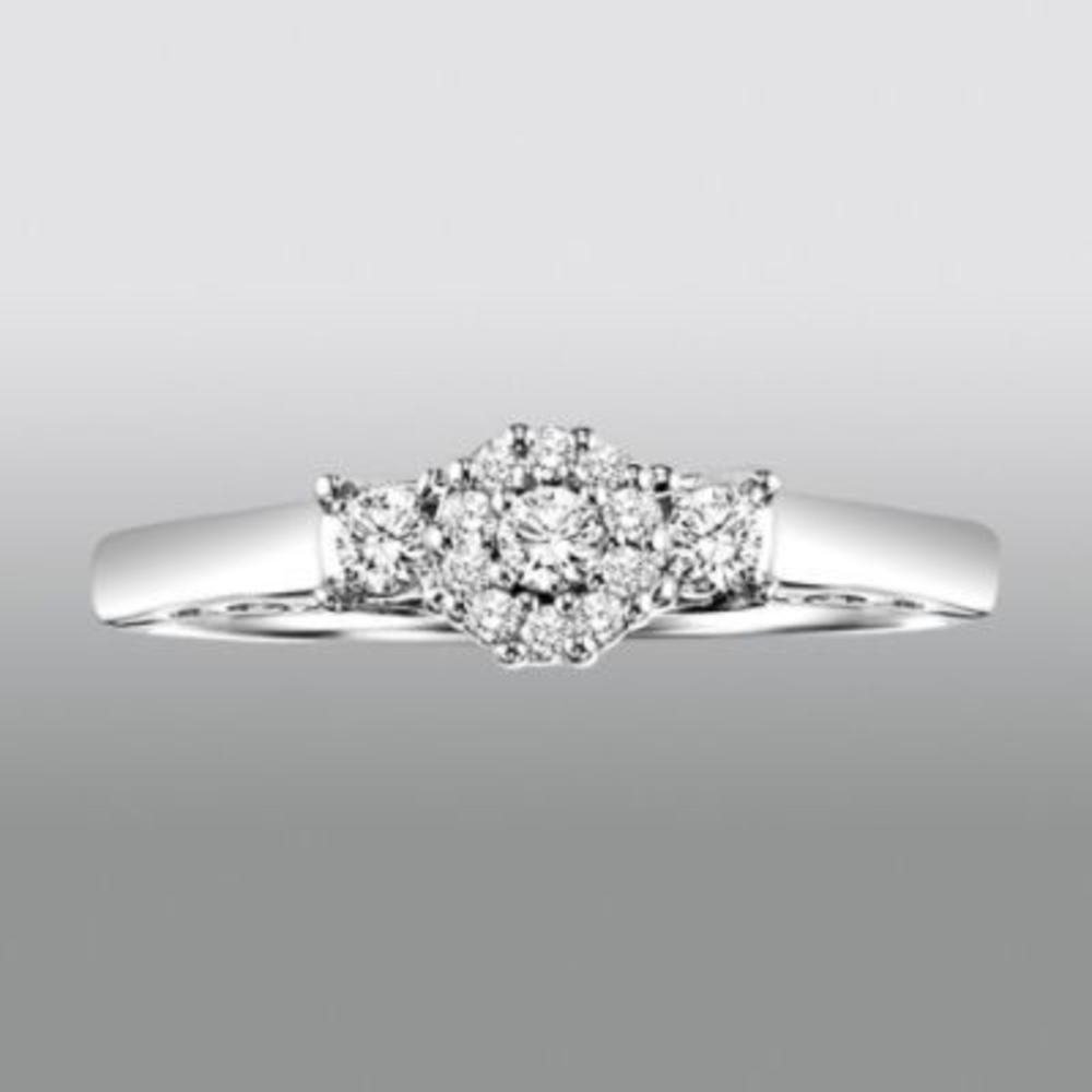 Promise Your Love 1/5 Cttw. Round Cut Diamonds Engagement Ring Sterling Silver