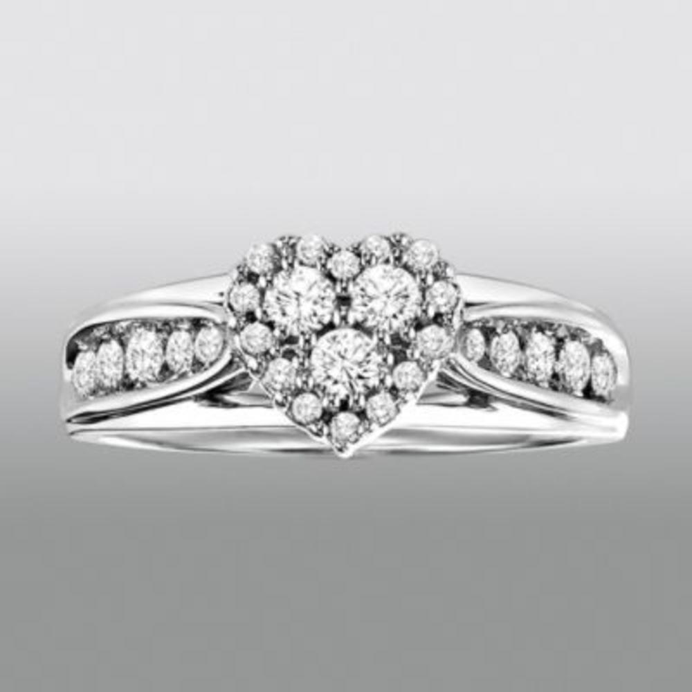 Promise Your Love 1/2 Cttw. Round Cut Diamonds Engagement Ring Sterling Silver
