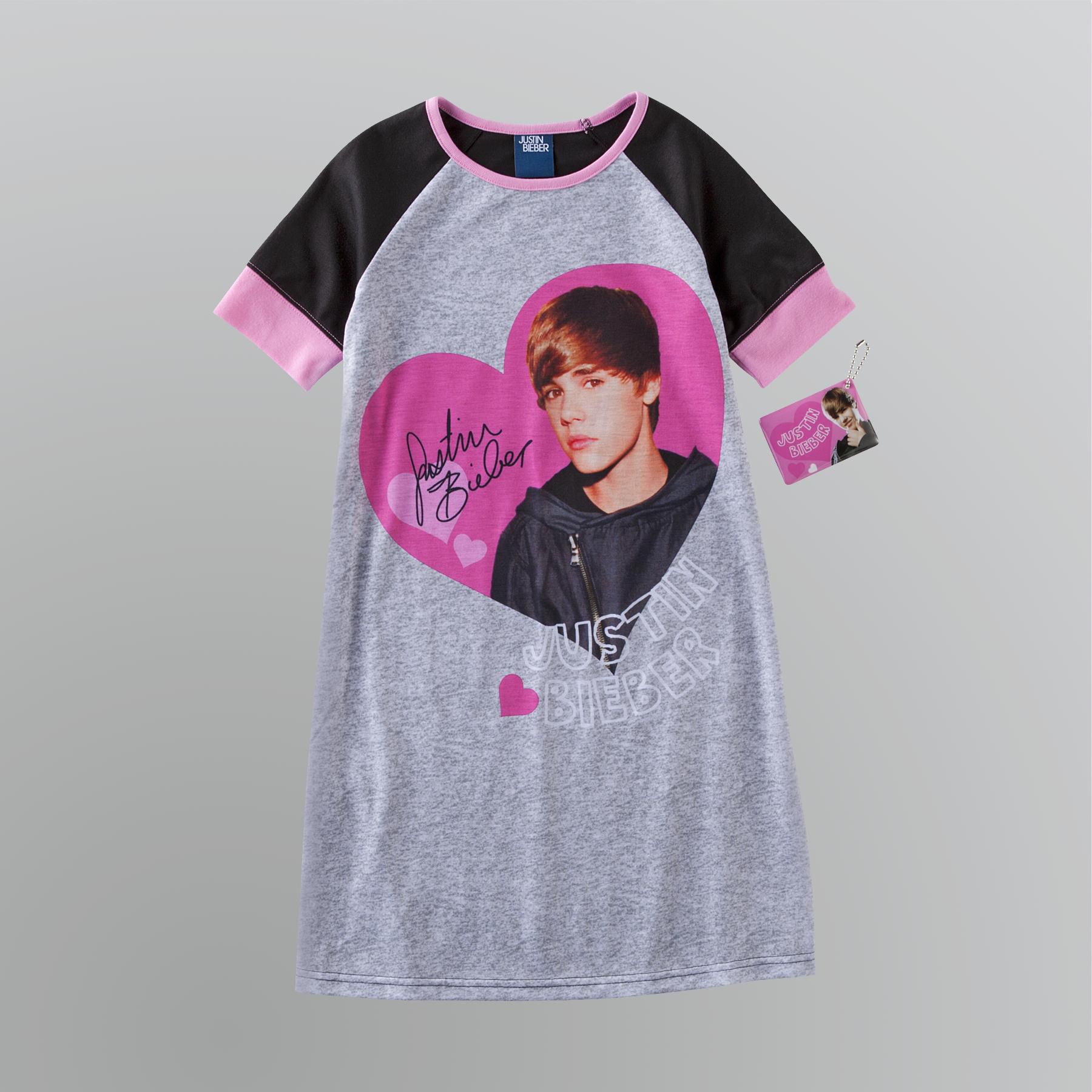 Justin Bieber Girl's Graphic Nightgown with Keychain