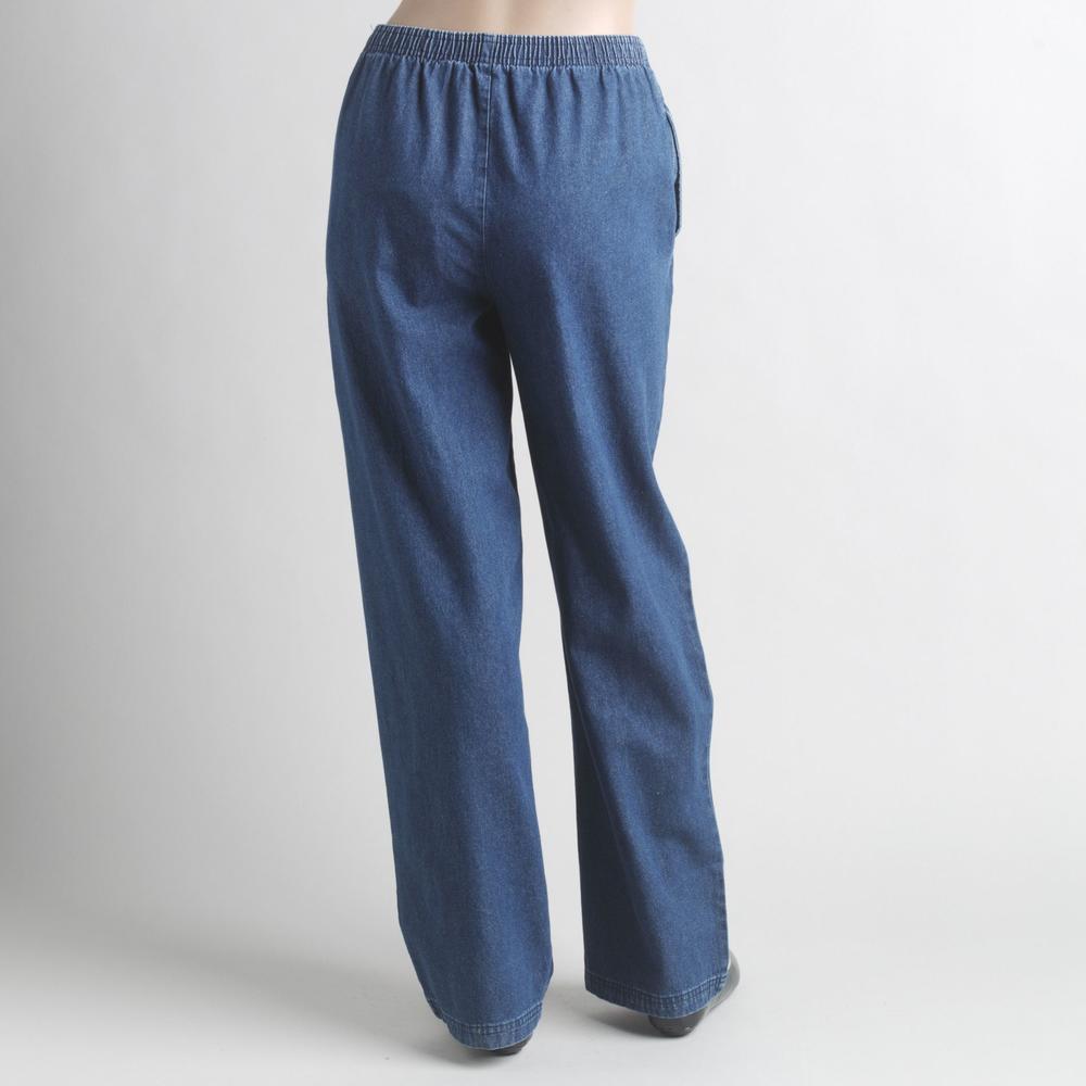 Basic Editions Women&#39;s Petite Twill Pull&#45;on 100&#37; Cotton Pants