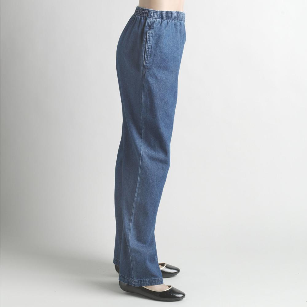 Basic Editions Women&#39;s Petite Twill Pull&#45;on 100&#37; Cotton Pants