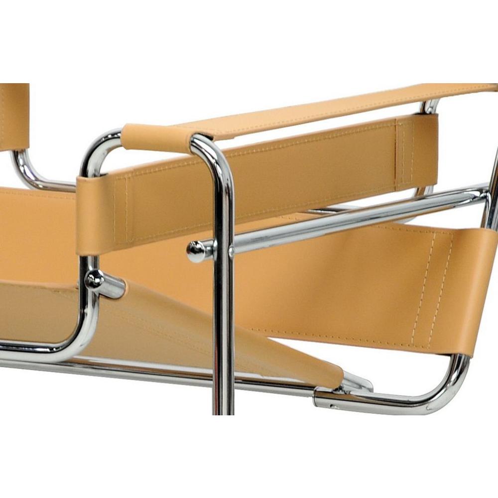 Baxton Studio Jericho Tan Leather Mid-Century Modern Accent Chair