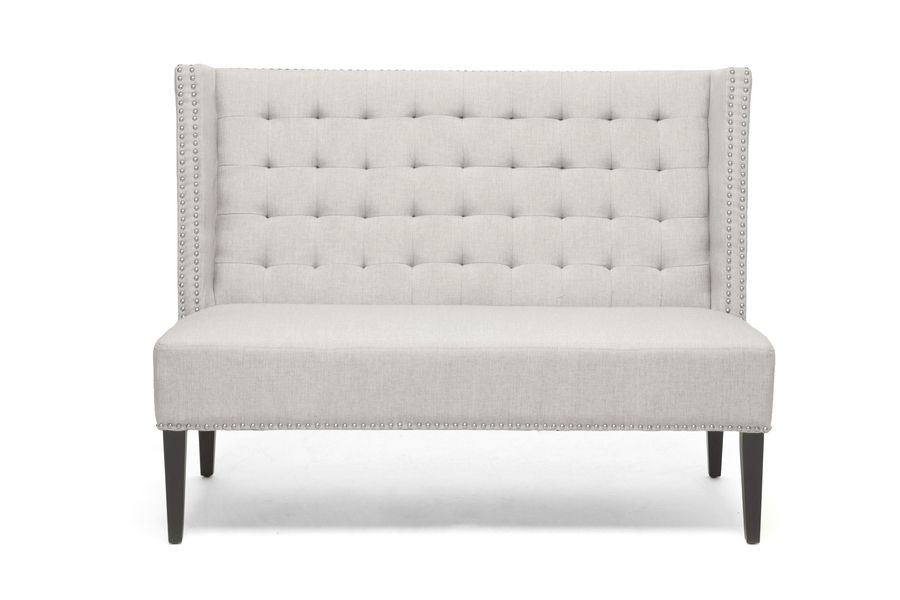 Baxton Studio Owstynn Beige Linen Modern Banquette Bench