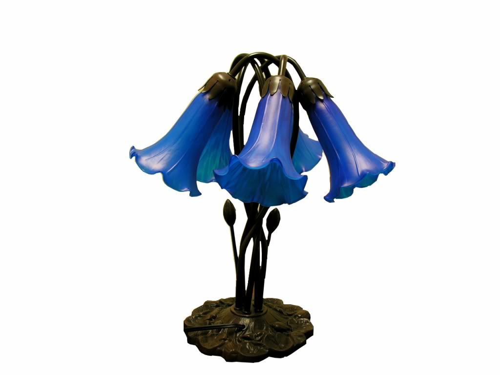 Warehouse of Tiffany 5-way Lily Flower Lamp-Blue