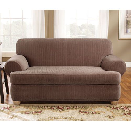 Sure Fit STRETCH PINSTRIPE 2 PIECE T CUSHION SOFA SLIPCOVER