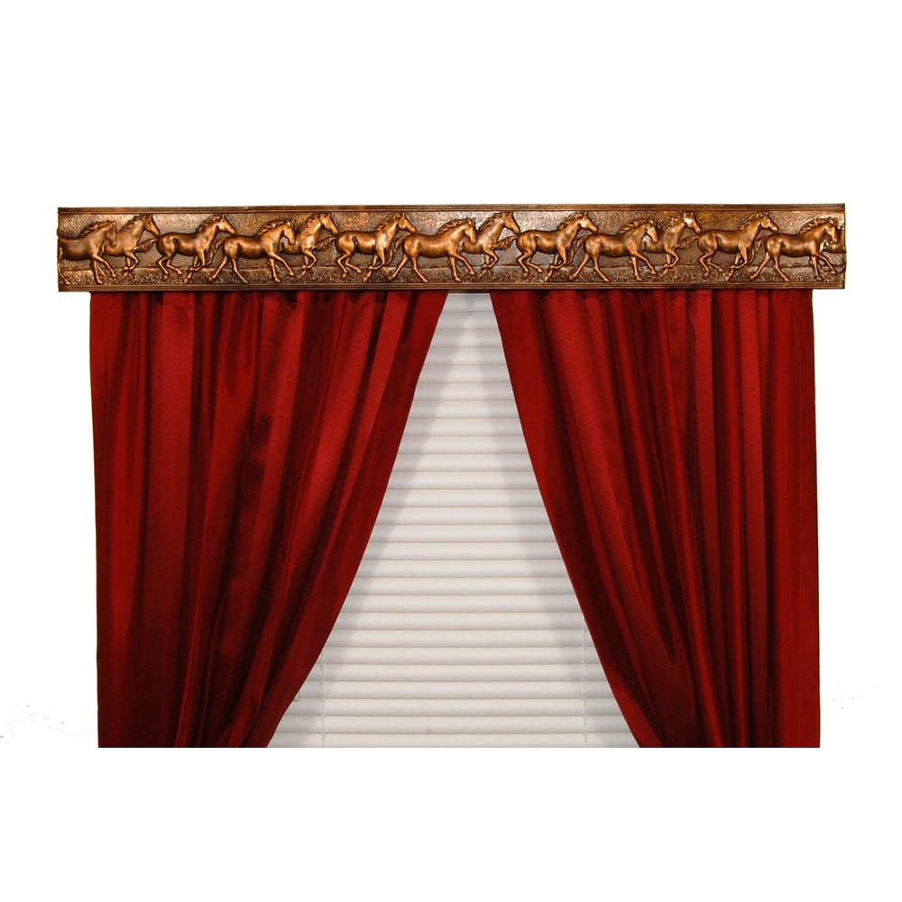 BCL Drapery Hardware, Curtain Rod Valance, Wild Horses on Handcrafted Solid Steel Frame, Antique Gold Finish, 82-Inch
