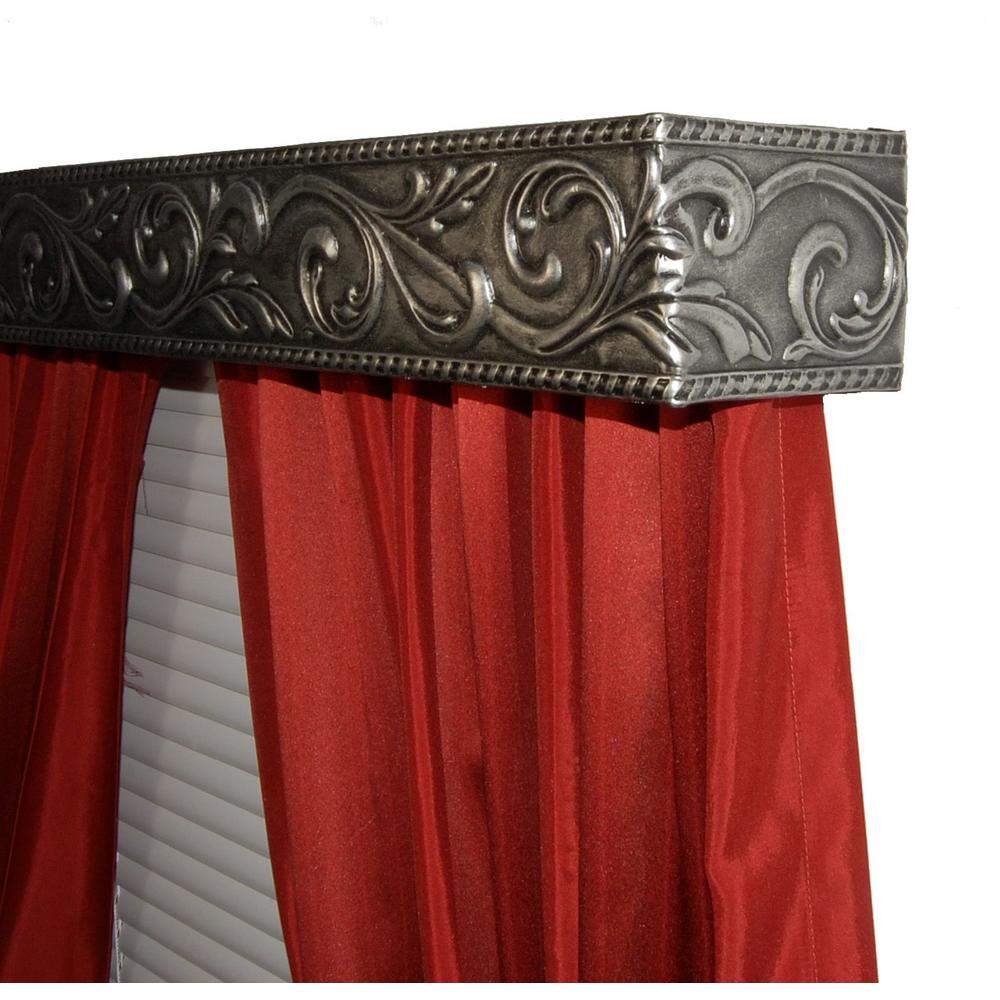 BCL Drapery Hardware, Curtain Rod Valance, Acanthus Vine on Handcrafted Solid Steel Frame, Antique Silver Finish, 54-Inch
