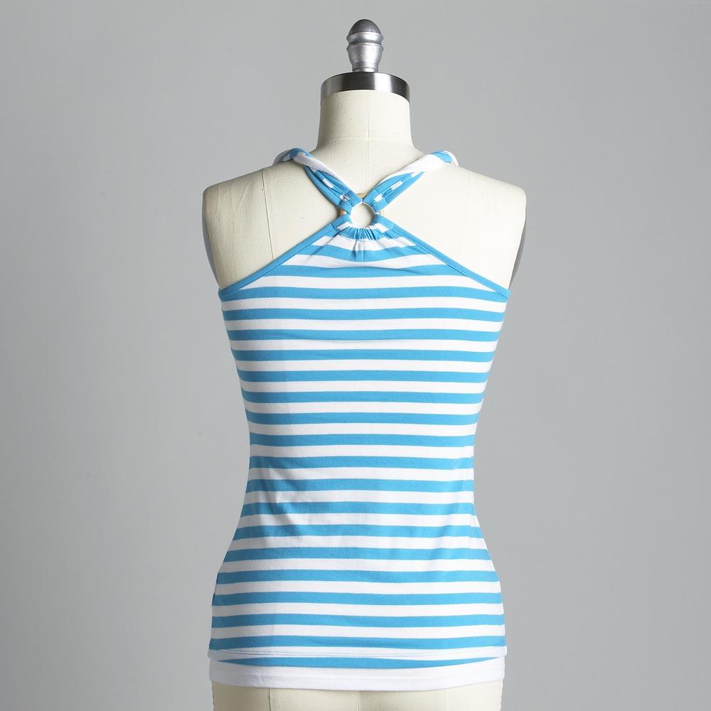 It's Our Time Twisted Striped Layered Look Tank with O-Ring Back