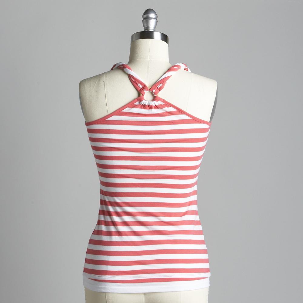 It's Our Time Twisted Striped Layered Look Tank with O-Ring Back