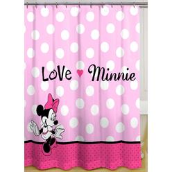 Disney Minnie Mouse Fabric Shower Curtain Pink w/ Dots