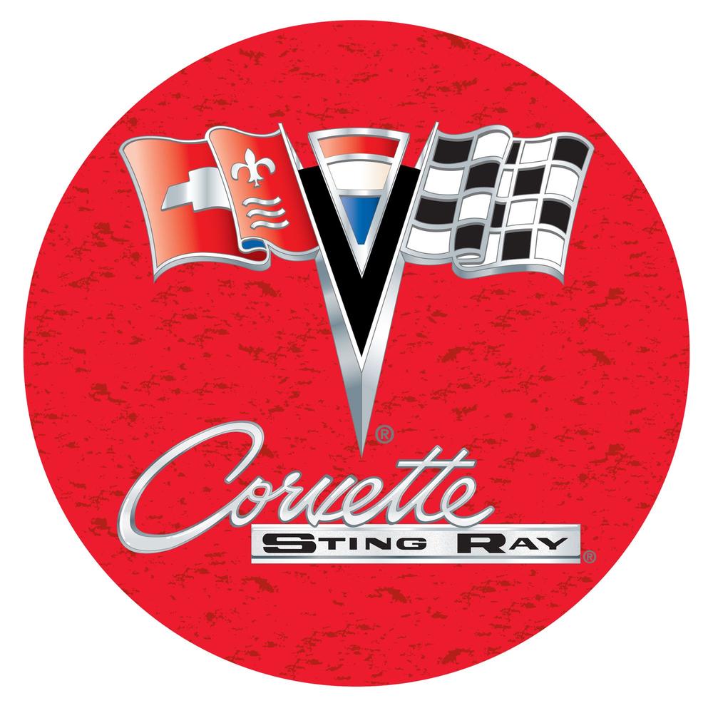 Chevy Corvette C2 Red Padded Swivel Bar Stool