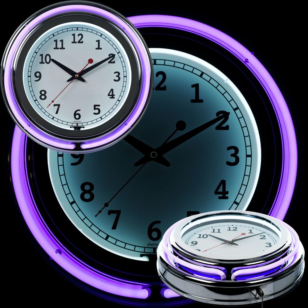 Trademark 14 Inch Double Ring Neon Clock Purple Outer White Inner