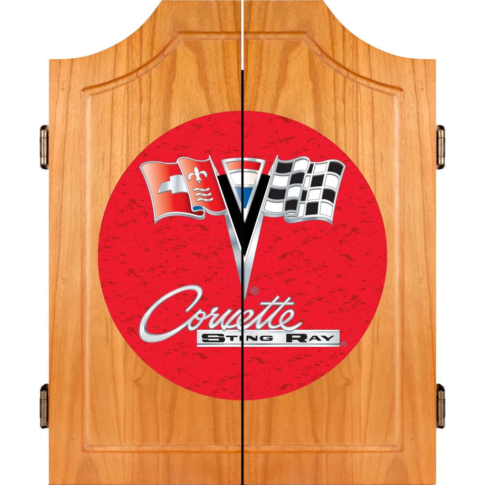 Chevy Corvette C2 Red Wood Dart Cabinet Set