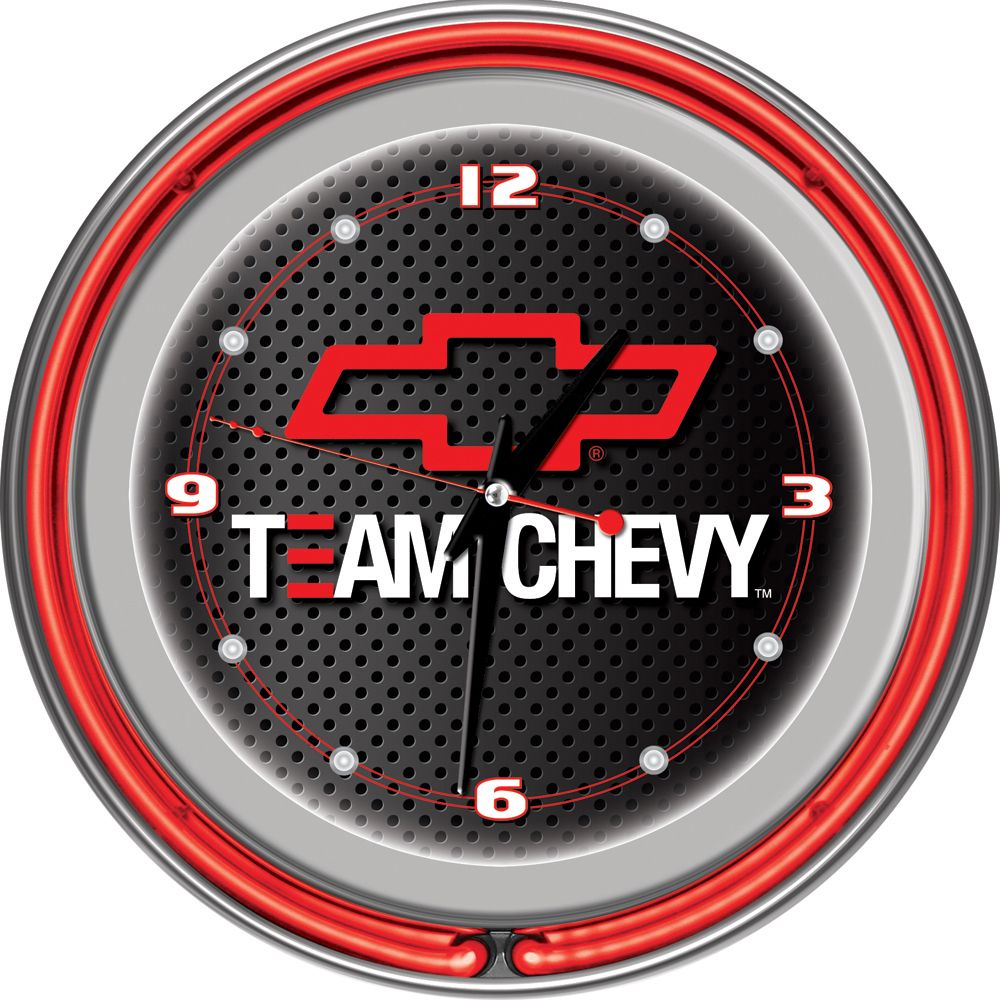 Trademark Global Team Chevy Racing 14 Inch Neon Clock