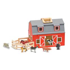 Melissa & Doug Melissa &amp; Doug Mini Fold and Go Barn, Assorted Animal Figurines, 12 Pieces