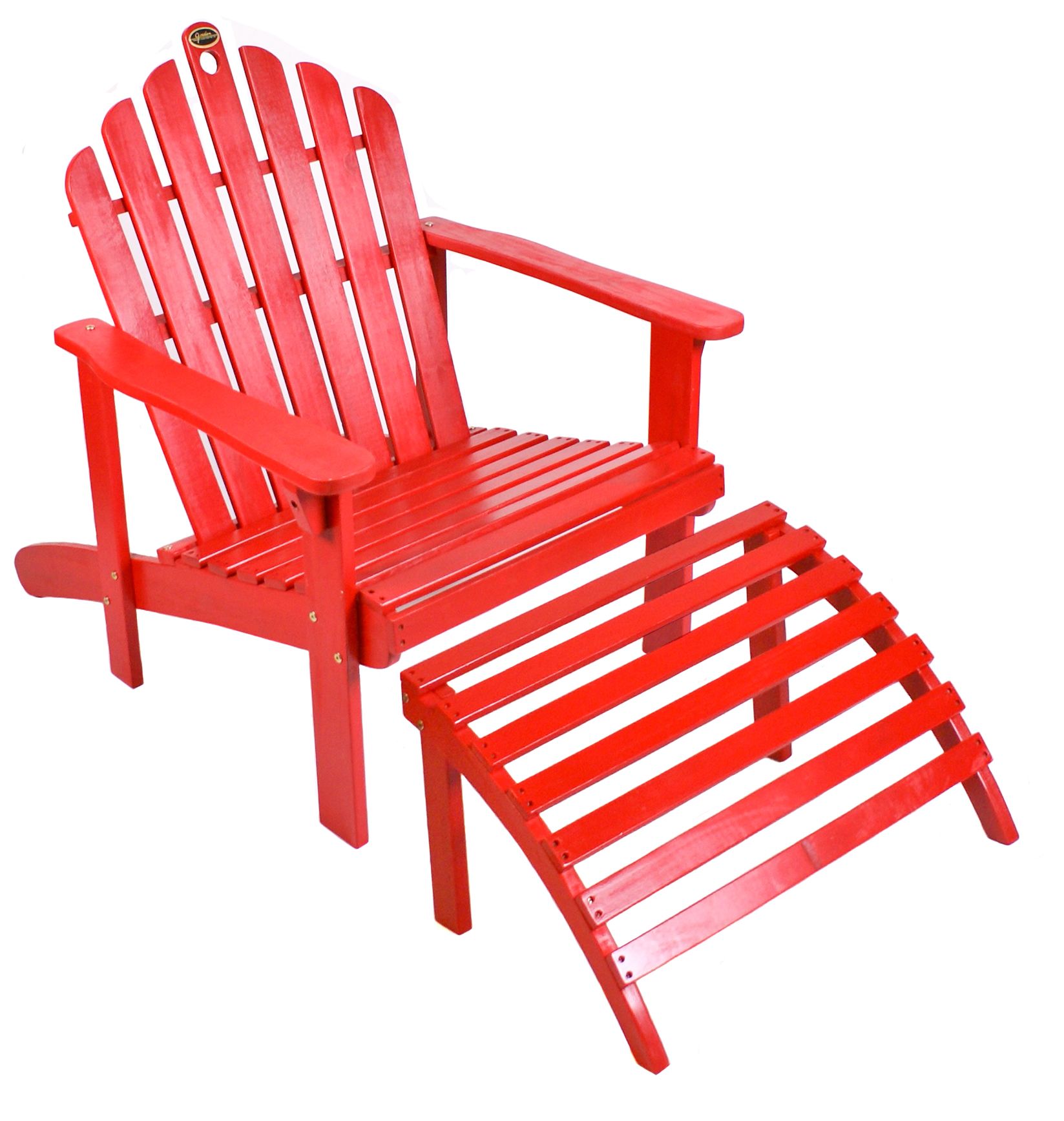 Red Adirondack Chair with Ottoman Outdoor Living Patio