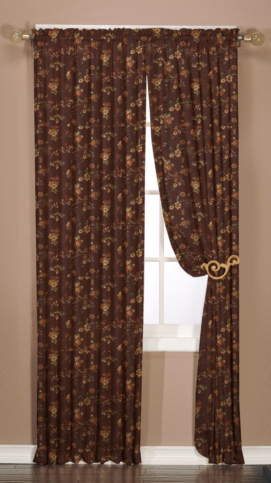 Essential Home Hanford Crushed Faux Silk Panel - Chocolate
