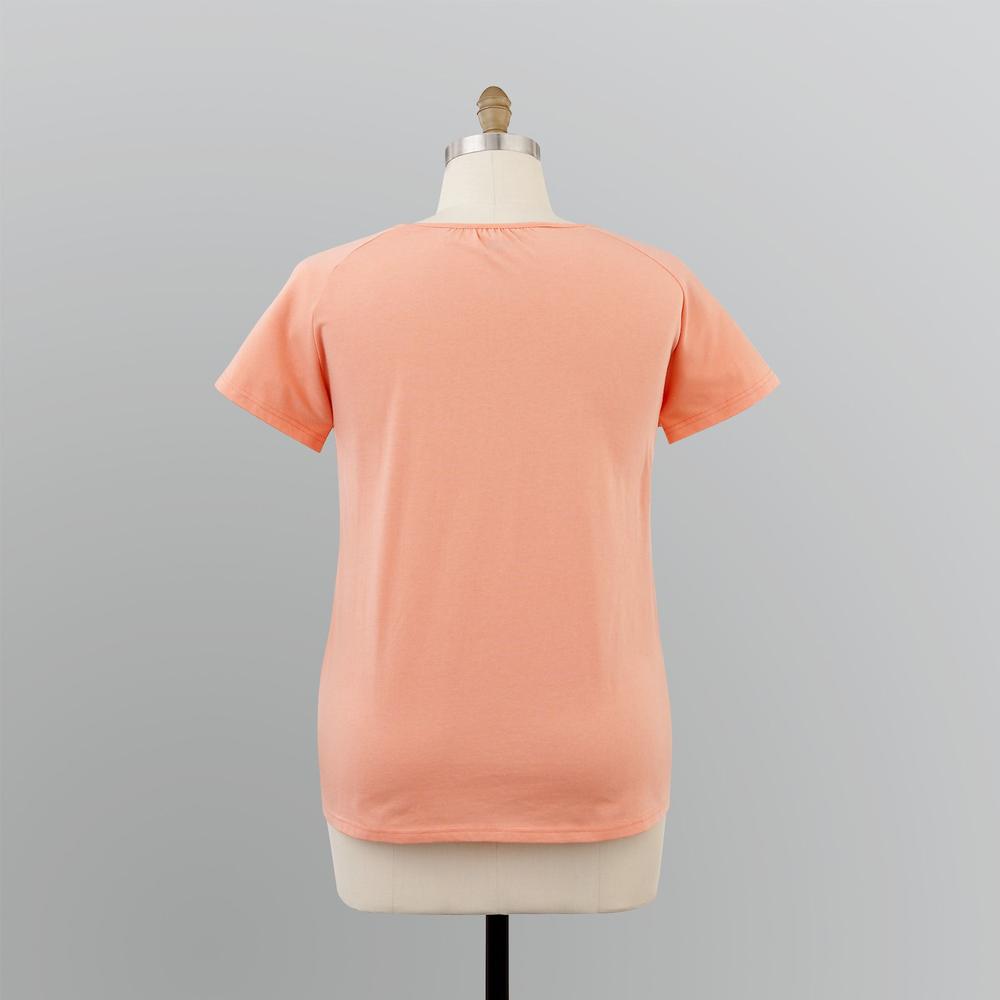 Basic Editions Women's Plus Twisted Neck T-Shirt