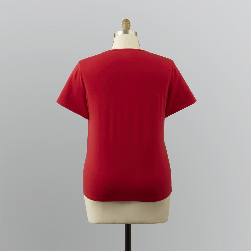 Basic Editions Women's Plus Modern Fit V-Neck T-Shirt