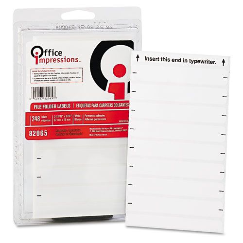 Office Impressions OFF82065 Filing Labels, 3-1/2 x 9/16, White, 248/Pack