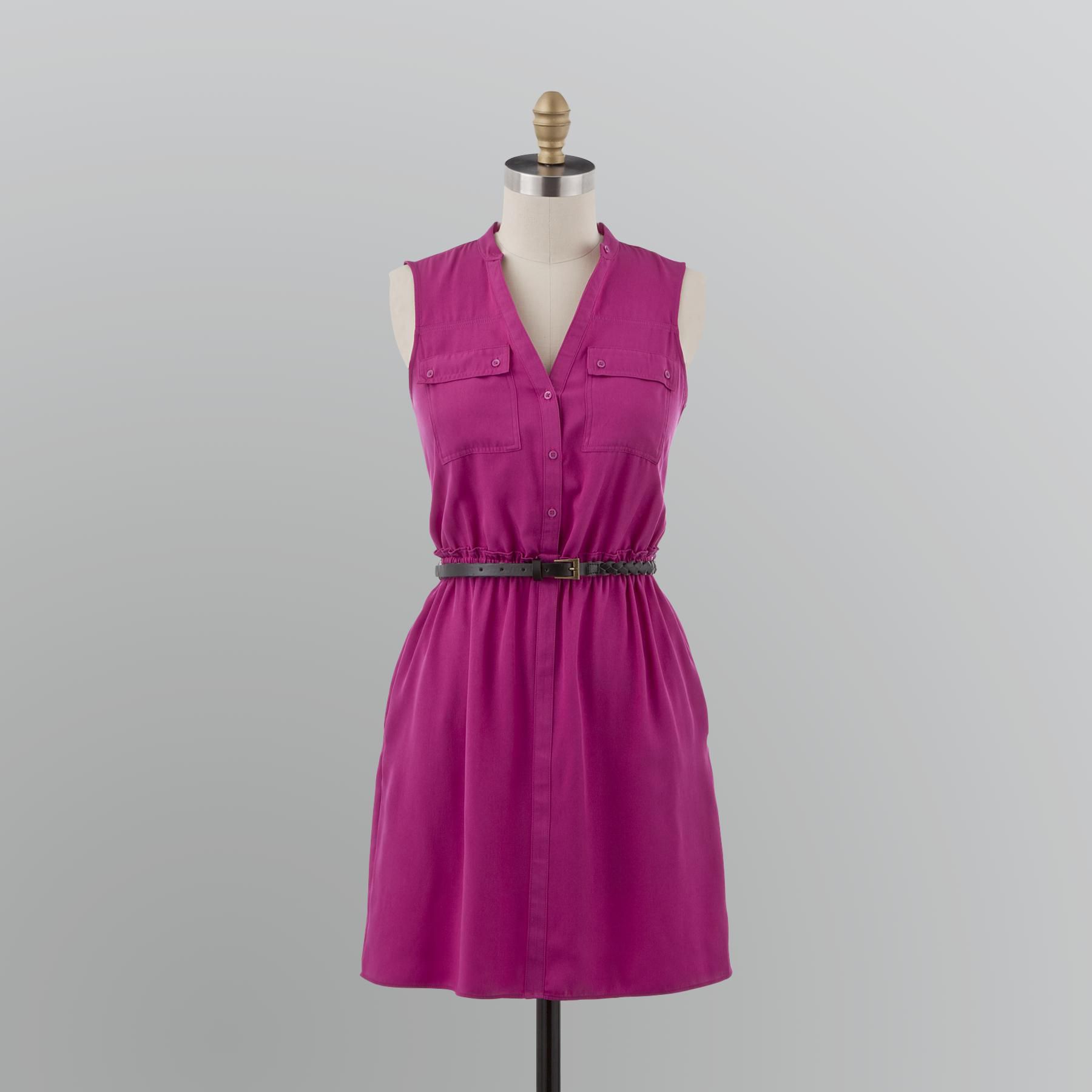 Attention Women's Button Down Shirt Dress Clearance