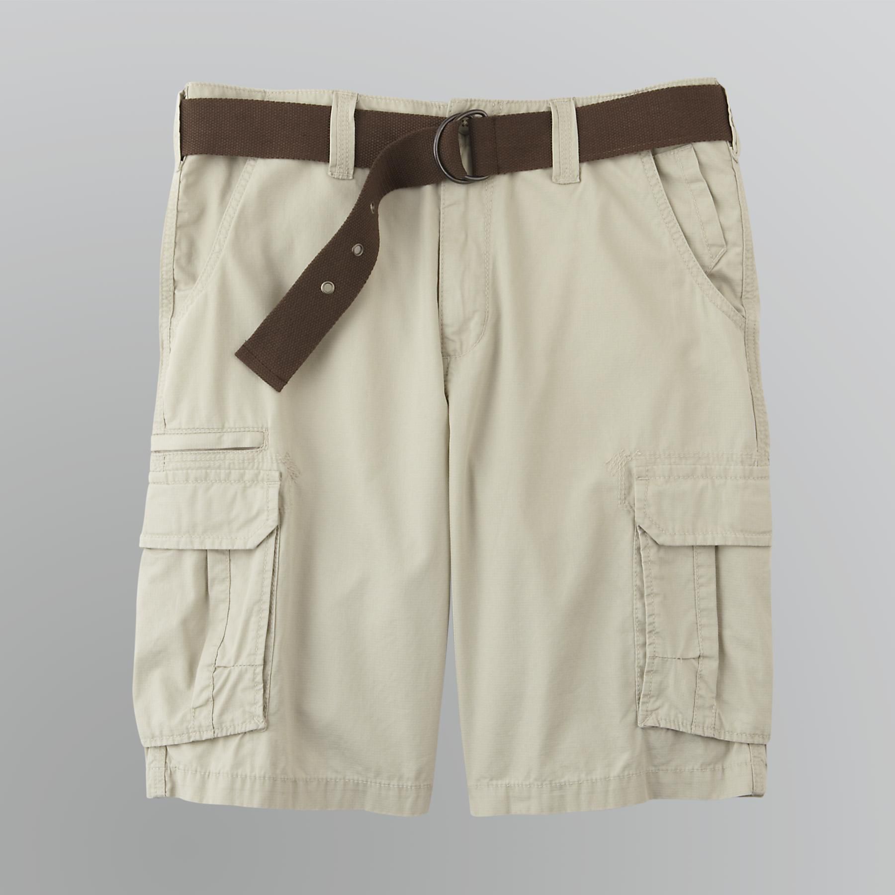 LEE Men's Belted Plaid Cargo Shorts