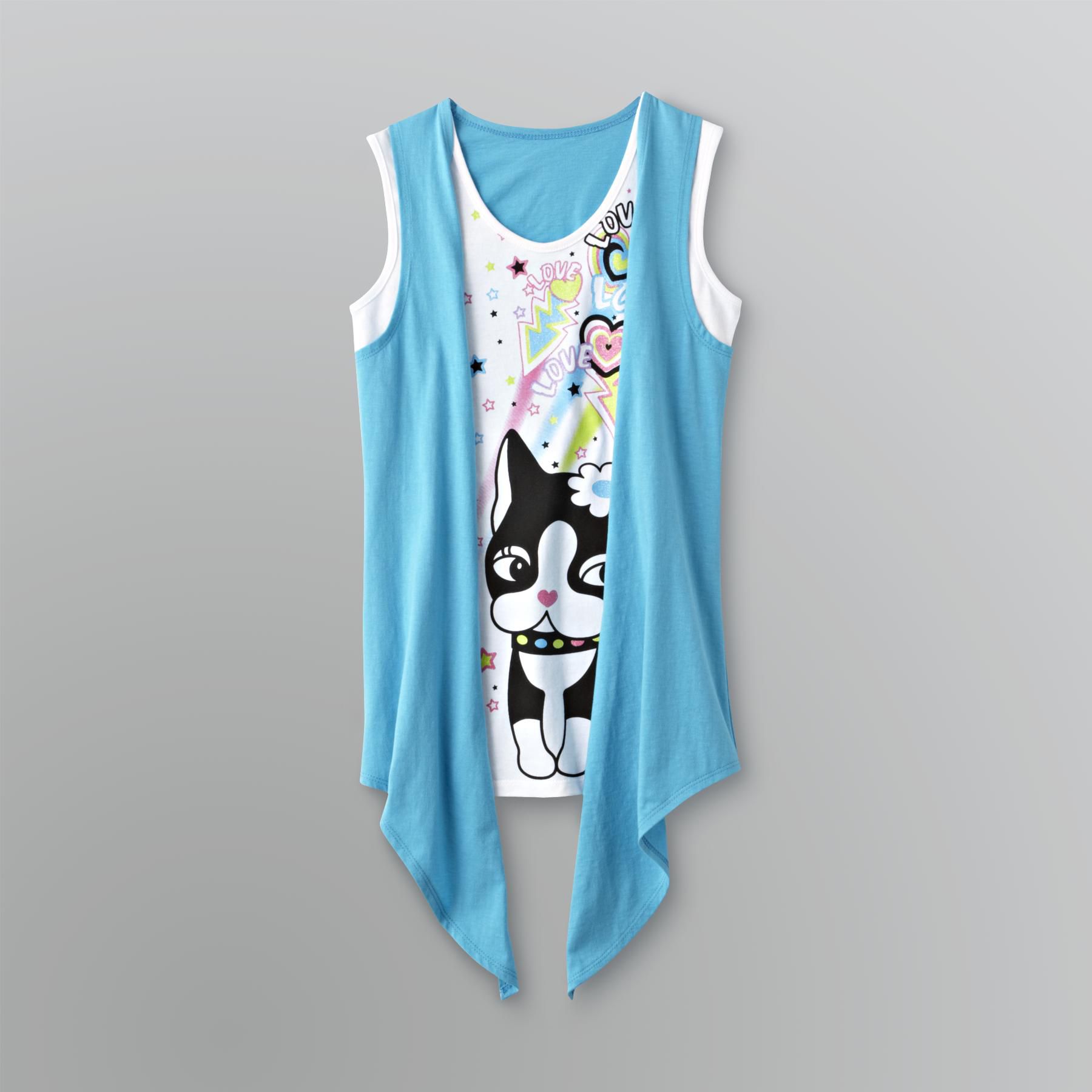 Rebecca Bonbon Girls' Layer Illusion Tank and Vest Top