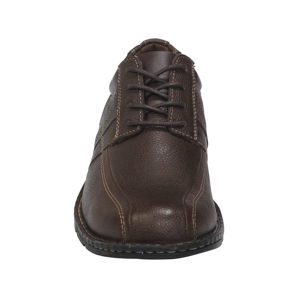 Thom McAn Men&#39;s Nidy Leather Stitch-Out Dress Oxford  - Brown