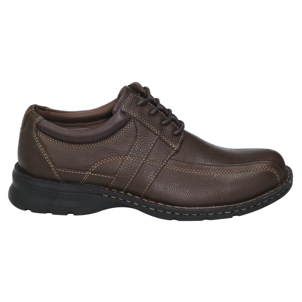 Thom McAn Men&#39;s Nidy Leather Stitch-Out Dress Oxford  - Brown