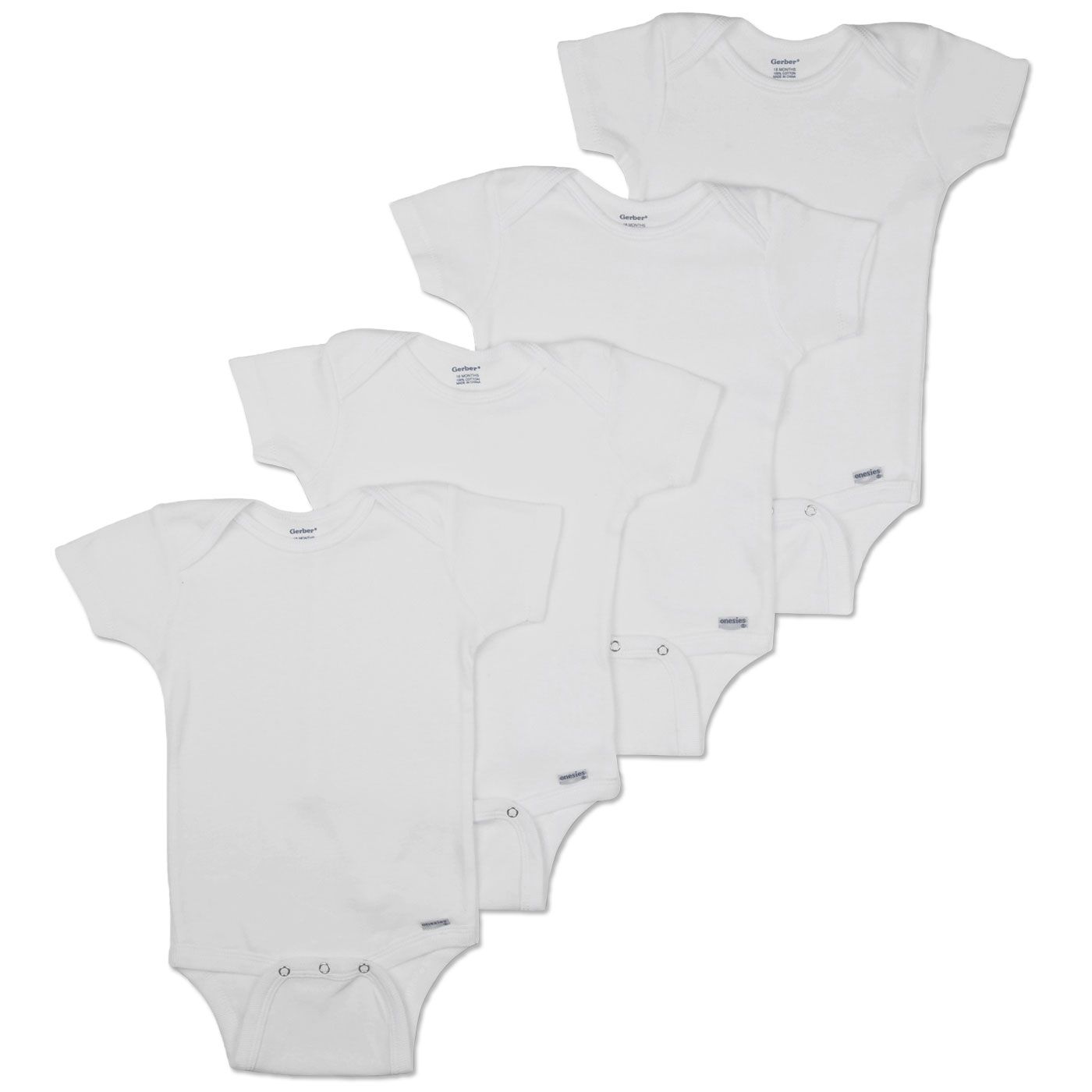Gerber Unisex Baby's Short Sleeve Onesies Four Pack Underwear