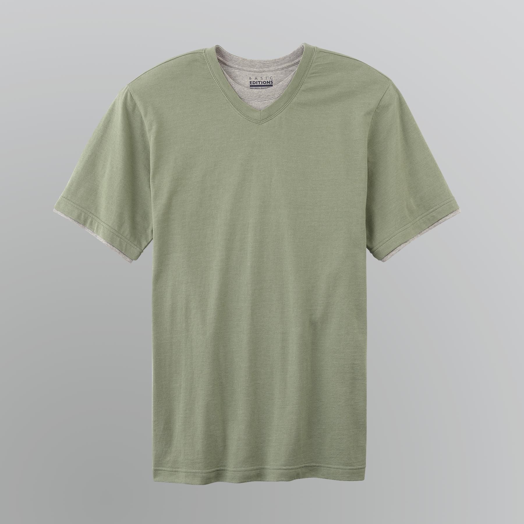 Basic Editions Men's Big & Tall Layered Look V-Neck T-Shirt