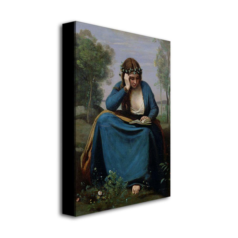Trademark Global 35x47 inches Jean Baptiste Corot "The Reader Crowned with Flowers"