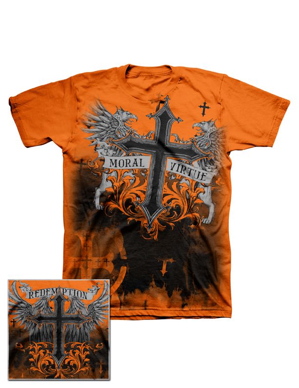 Men&#8217;s Graphic T-Shirt &#8220;Moral Virtue&#8221; Orange