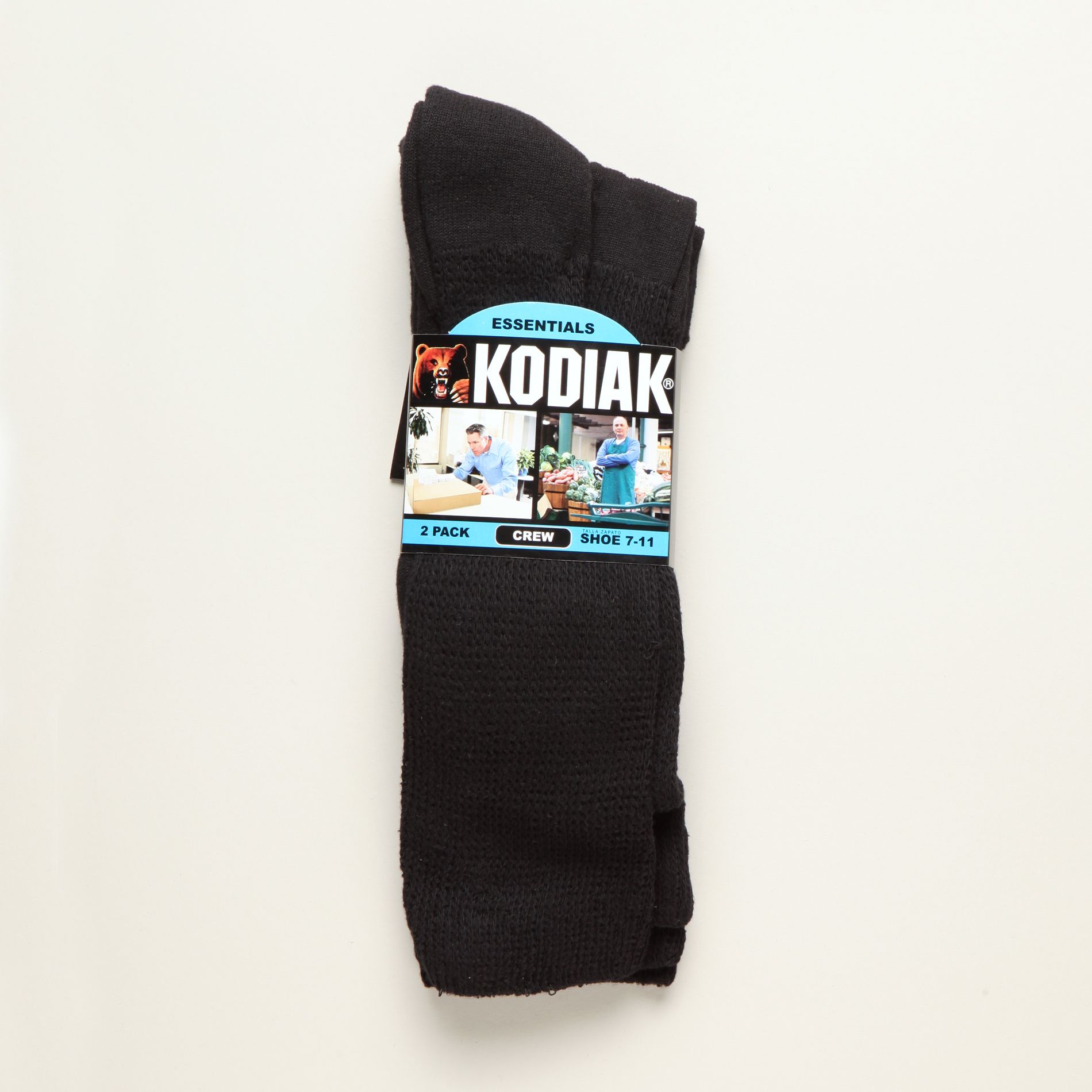 Kodiak Men&#8217;s Socks 2 Pack Crew Black