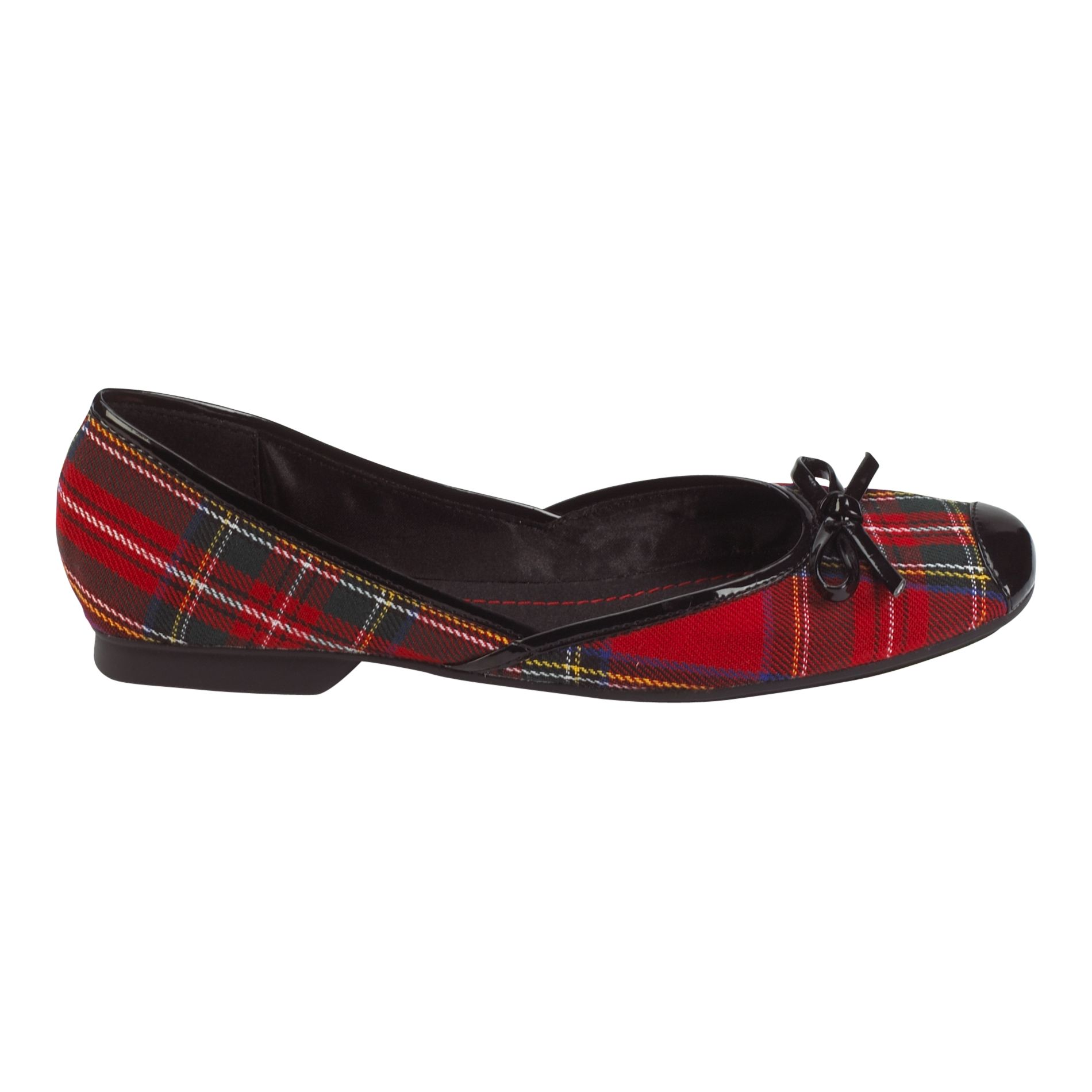 red plaid flat shoes