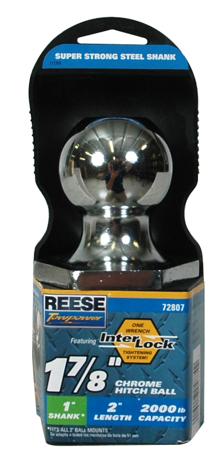 Reese Chrome Interlock Trailer Hitch Ball 17/8Inch Ball 1Inch x 2