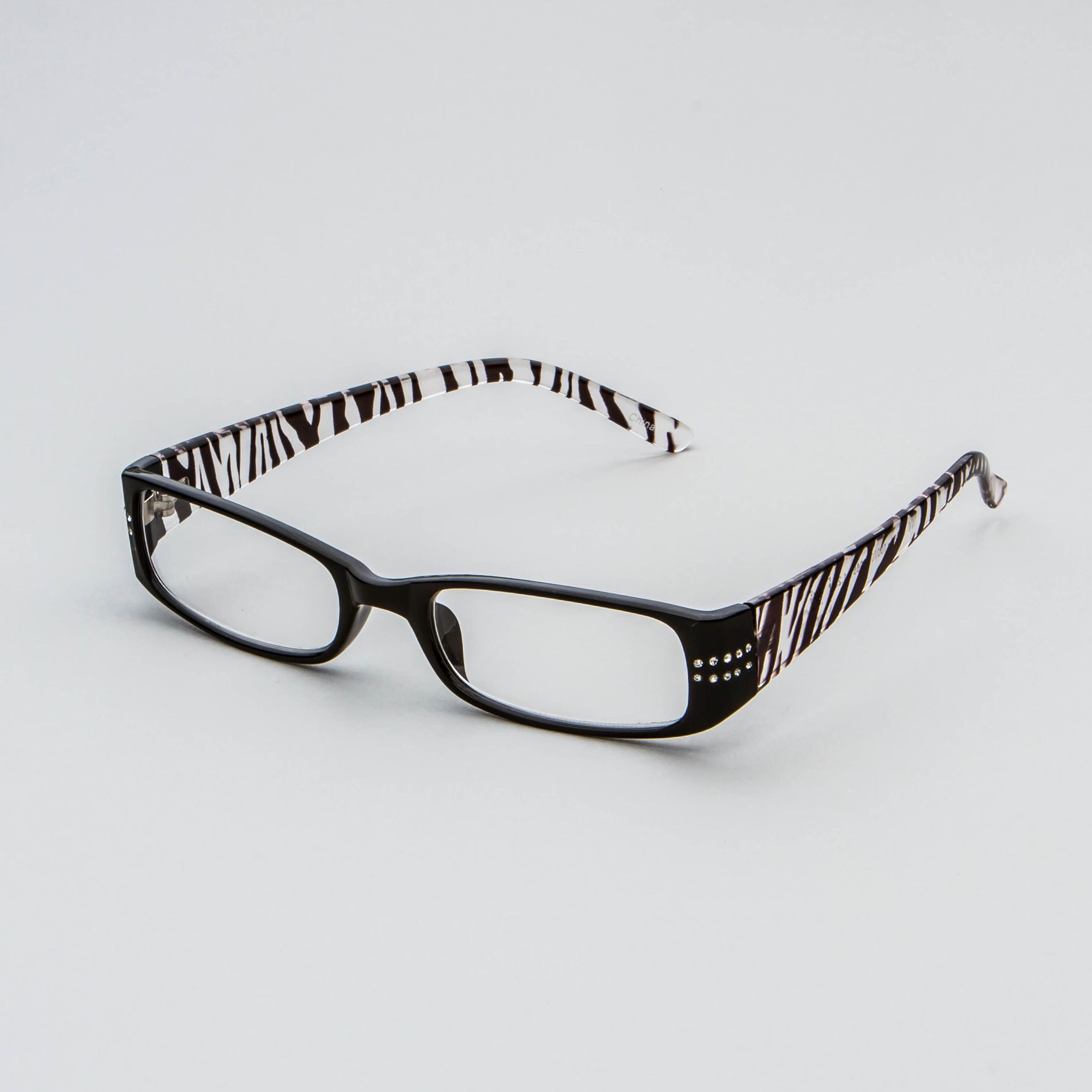 Studio 1 Optics Women’s Fashion Frames Black with Zebra Print Arms