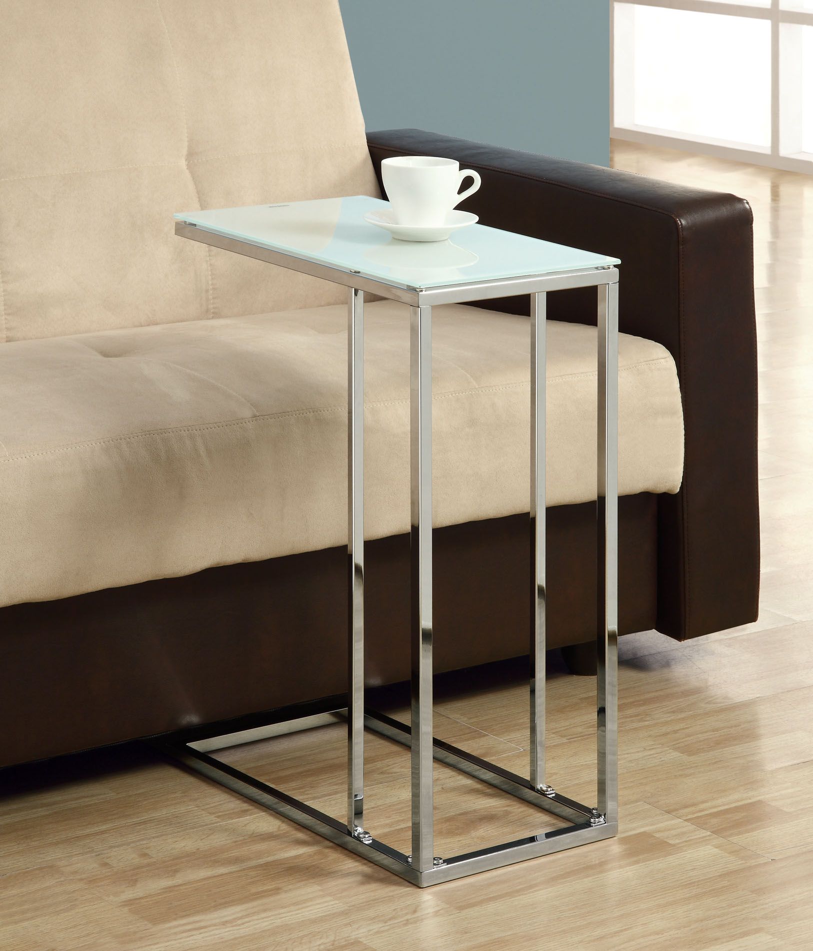 Monarch Specialties ACCENT TABLE - CHROME METAL WITH TEMPERED GLASS