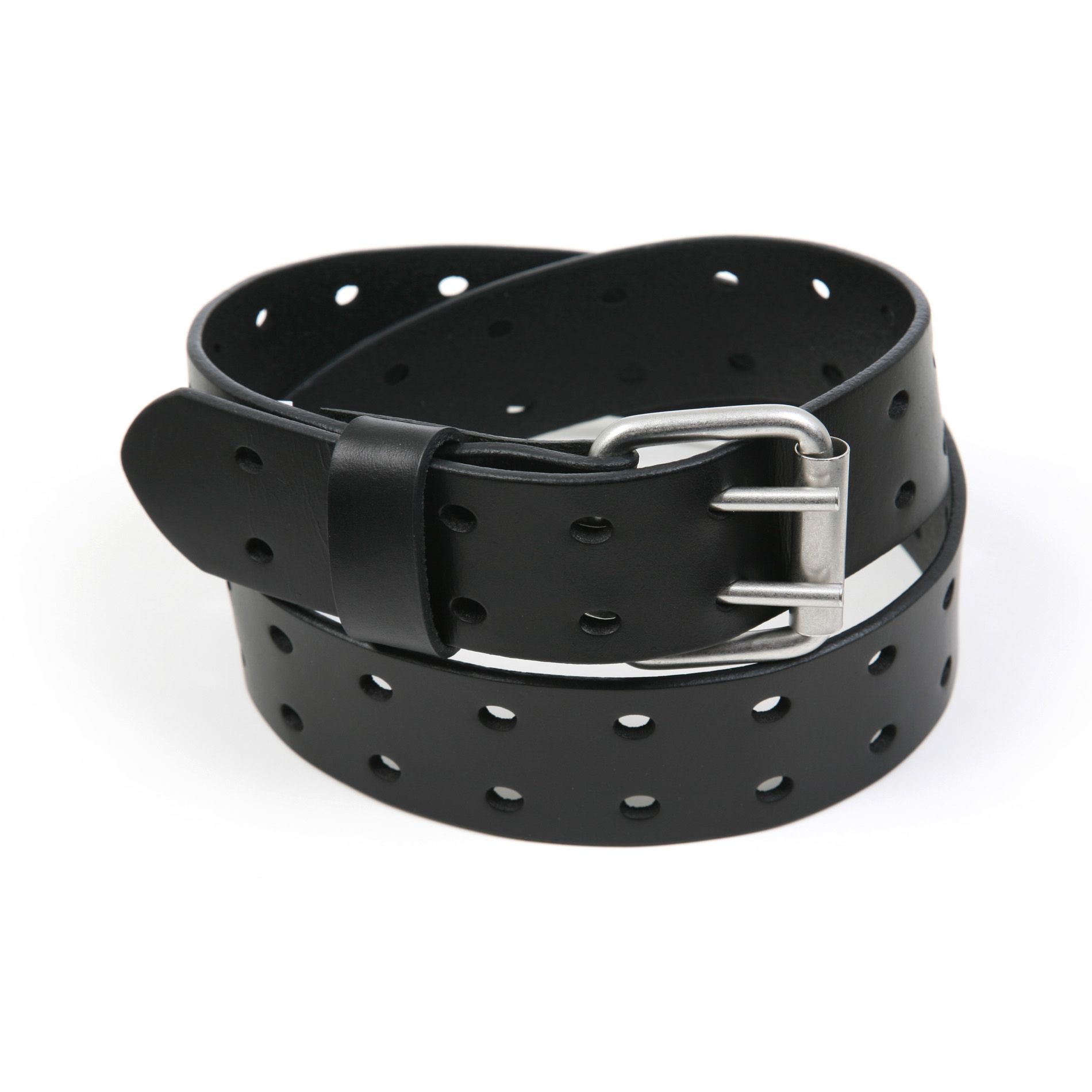 Wrangler Men&#39;s Double Perforated Leather Belt - Black