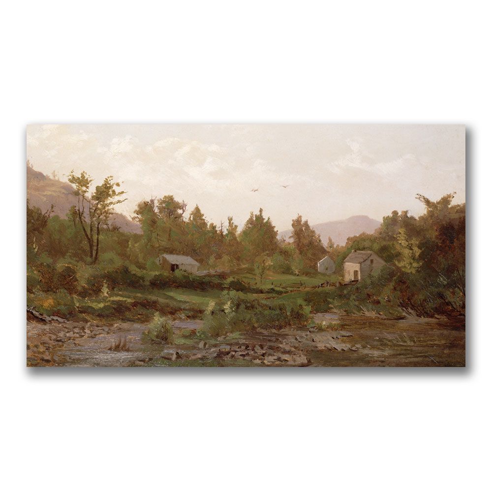 Trademark Global 14x24 inches Thomas Whittredge "Landscape With Trees And Houses"