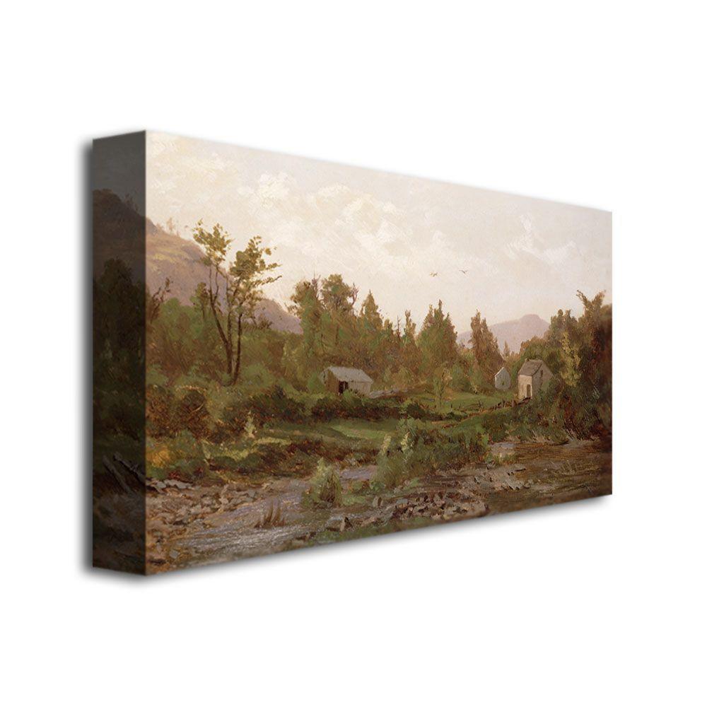 Trademark Global 30x47 inches Thomas Whittredge "Landscape With Trees And Houses"