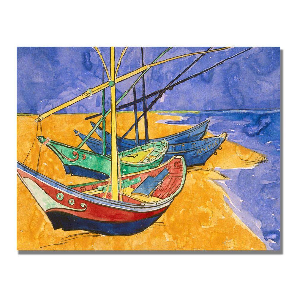 Trademark Global 18x24 inches Vincent Van Gogh "Fishing Boats On The Beach"