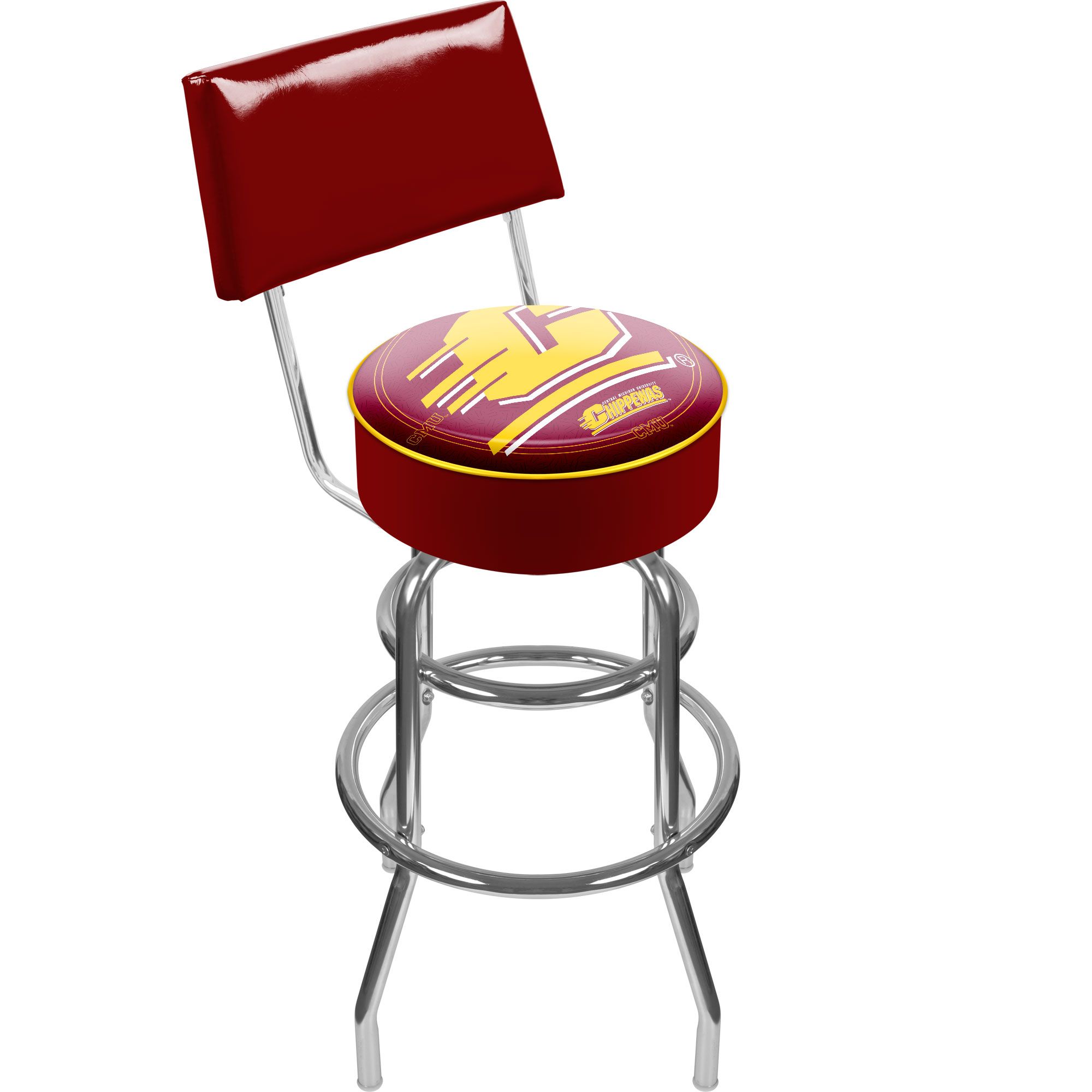 Trademark Global Central Michigan Padded Bar Stool with Back