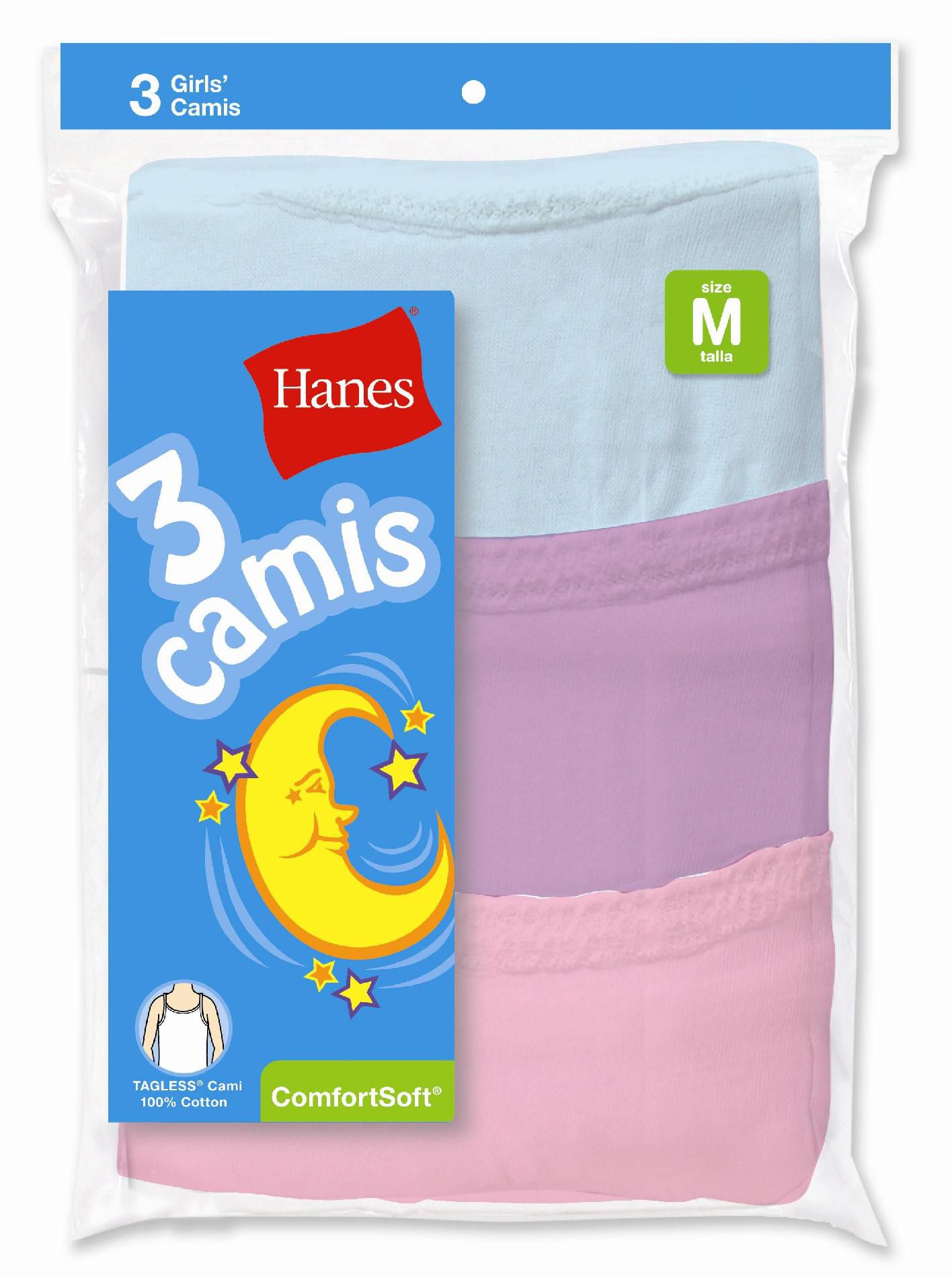 Hanes Girl's Cami Undershirt Assorted 3 Pack