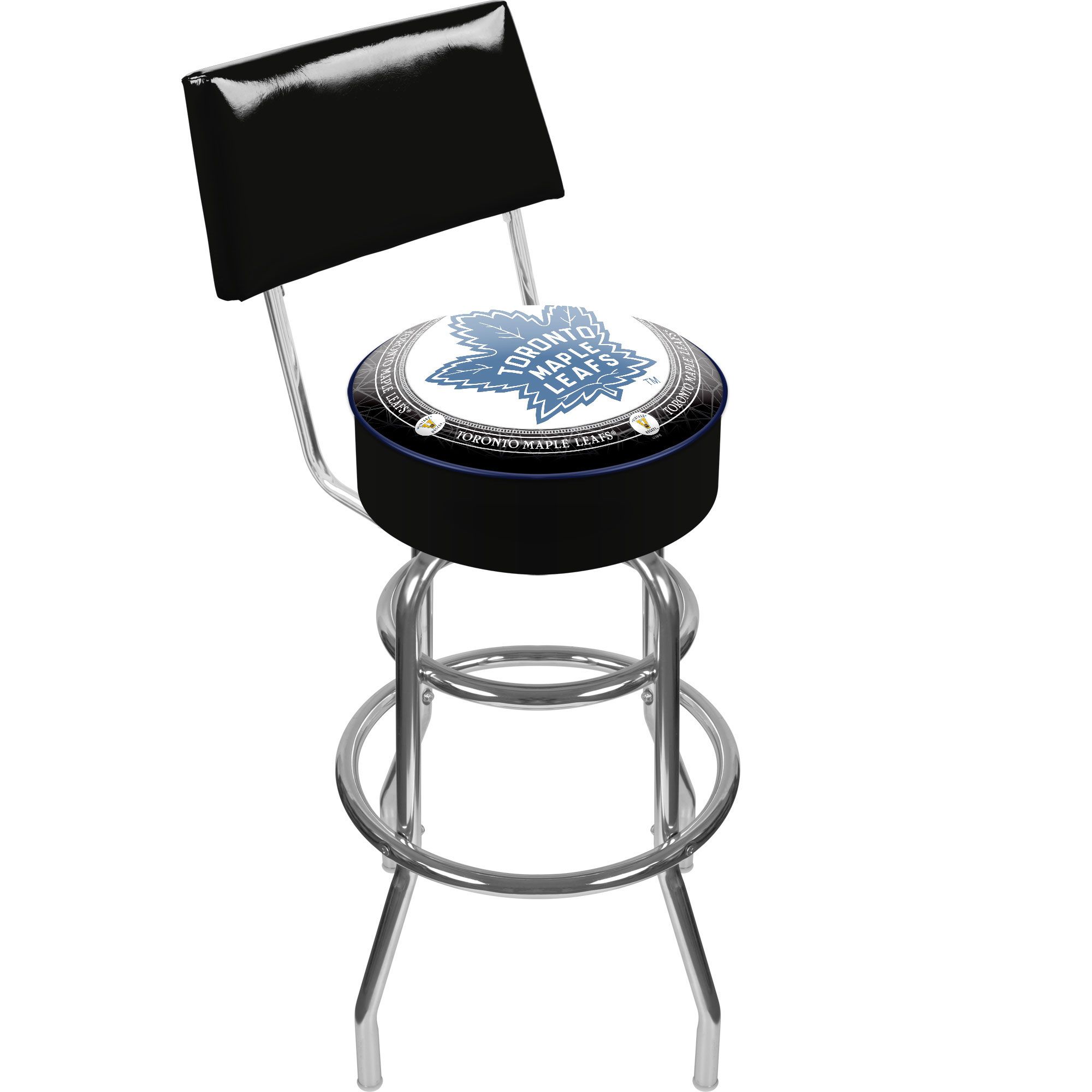 Trademark Global NHL Throwback Toronto Maple Leafs Padded Bar Stool with Back