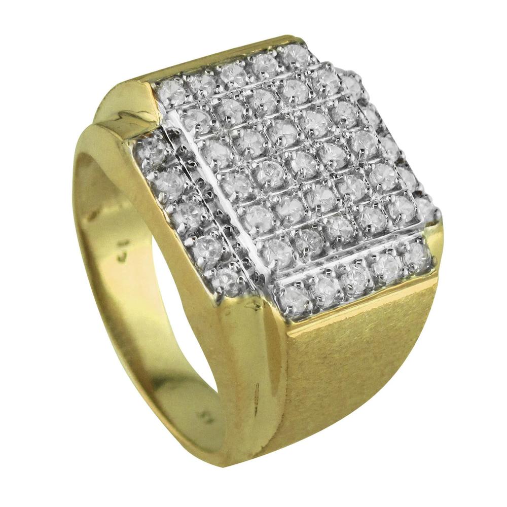 18K Gold Over Sterling Silver Cubic Zirconia Men's Ring