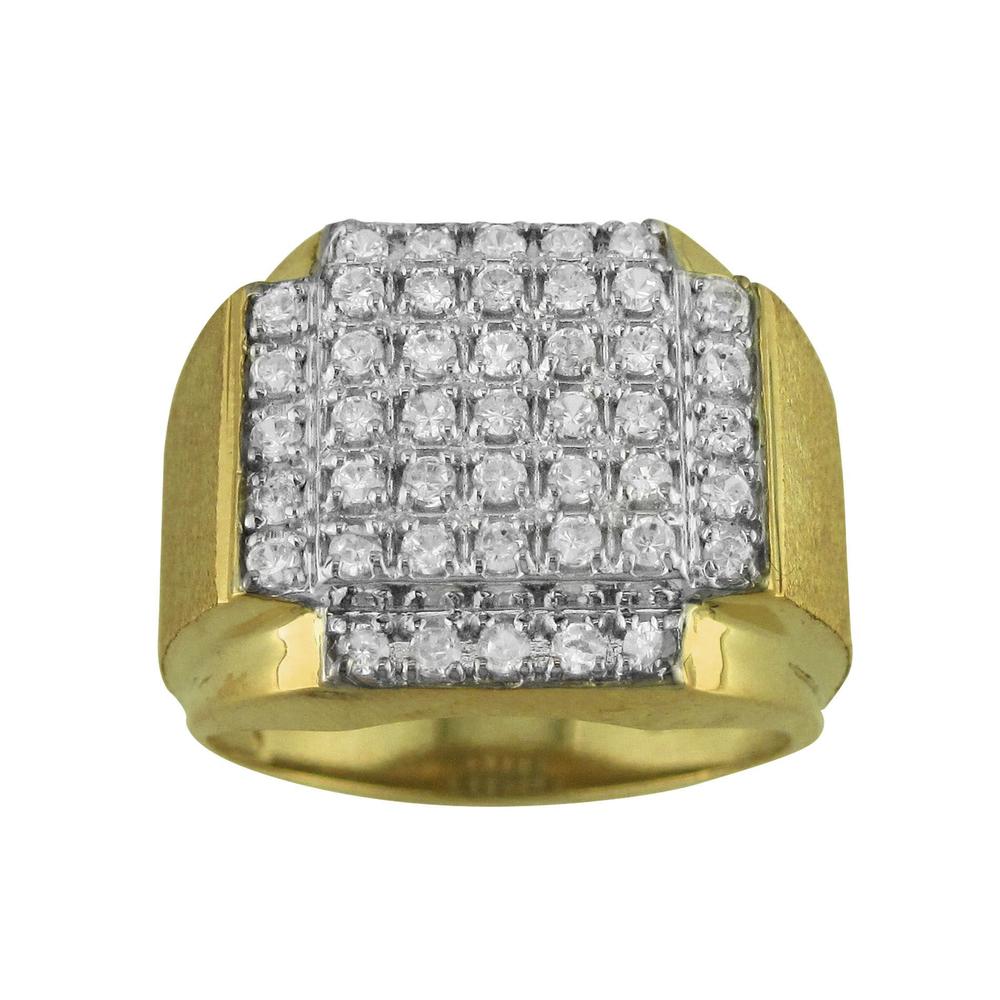 18K Gold Over Sterling Silver Cubic Zirconia Men's Ring