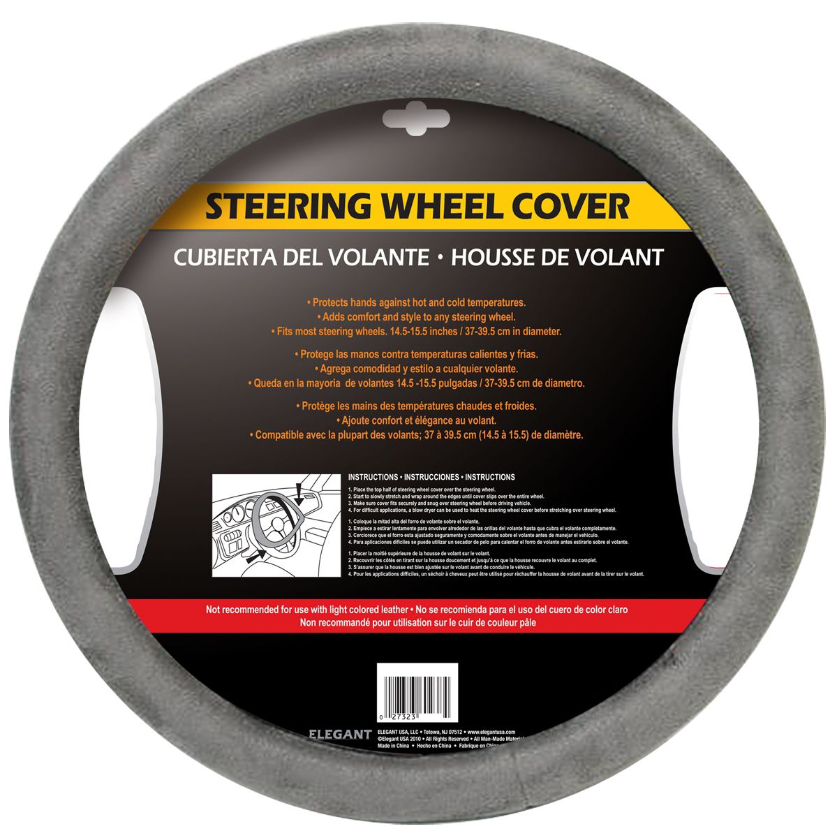 Elegant USA Gray Ergonomic Steering Wheel Cover